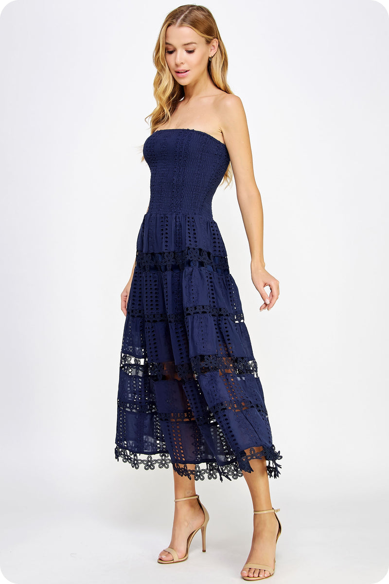 avenue blue dress Maxi Strapless dress like Nastya in golden YH Vacation size:16 Length 51.5