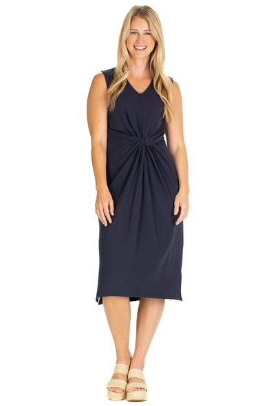Full body front view of the Duffield Lane Delia Dress - Navy
