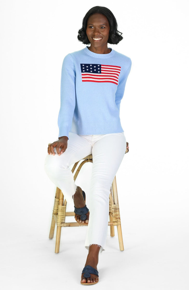 Duffield Lane Sport Crew Flag Sweater - Light Blue – THE LUCKY KNOT