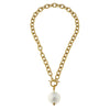 Flat view of the Susan Shaw Cotton Pearl Toggle Necklace