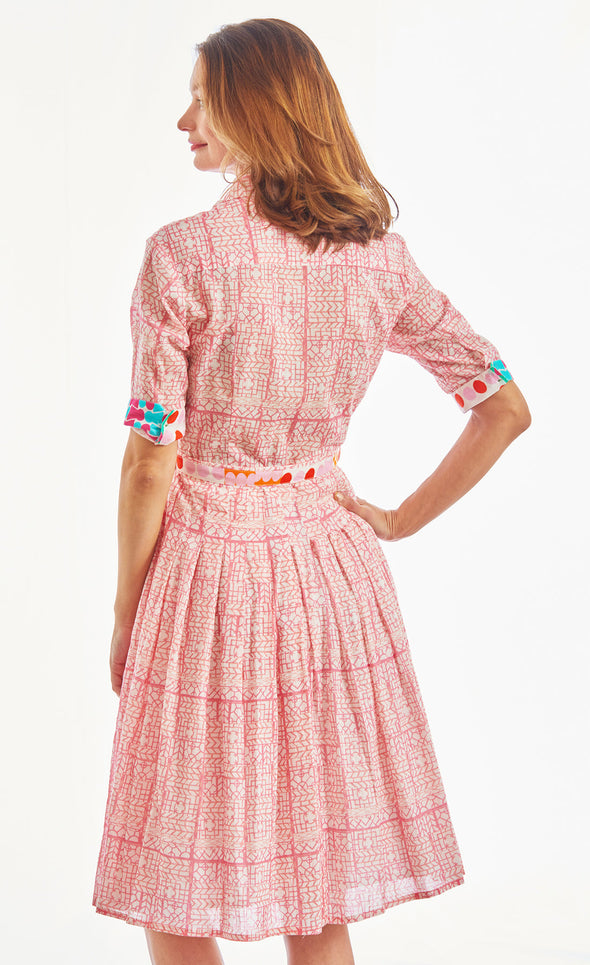 Dizzy Lizzie Mrs Maisel Midi Dress - Pink Geometric