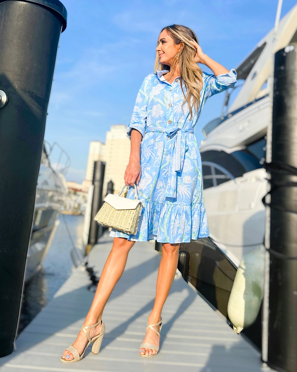 Patty Kim Essential Dress in Blue Peacock | Button Down Shirtdress