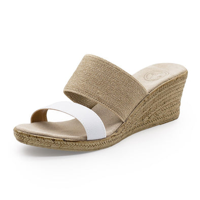 Charleston Backless Cooper Sandals - White Linen