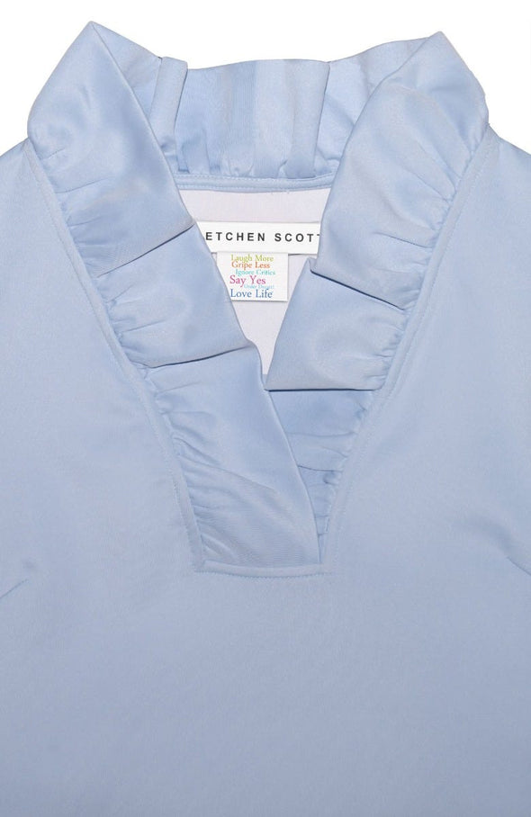Gretchen Scott Ruff Neck 3/4 Sleeve Jersey Top - Solid Periwinkle