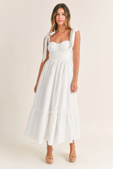 Full image of model in Ocean Ave Maxi Dress in White