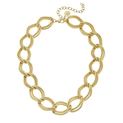 Flat view of the Susan Shaw Double Linked Loop Chain Necklace