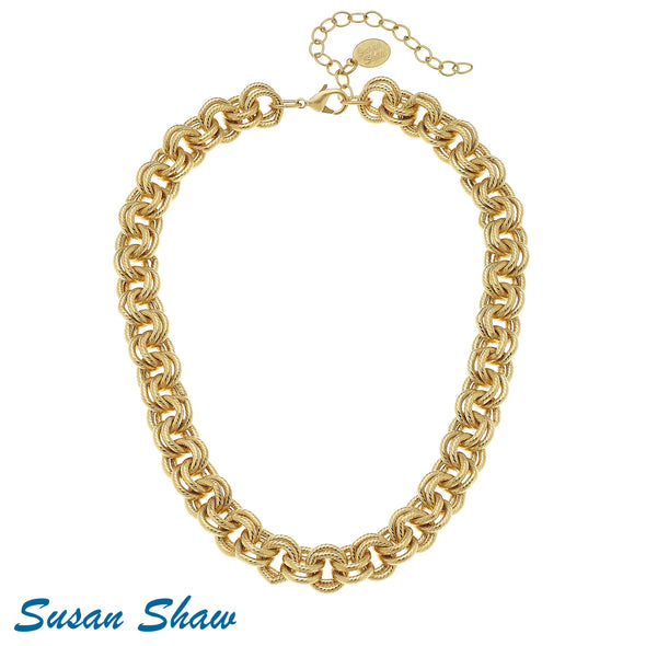 Flat view of the Susan Shaw Double Link Chain Necklace