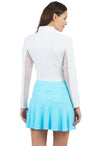 Back view of the IBKUL Flounce Skort - Mini Check Turquoise/White