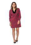 Front view of the Sail To Sable Stretch Cotton Plaid Tunic Dress - Red Plaid