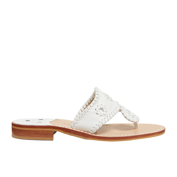 Side view of the Jack Rogers Jacks Flat Sandal - White*