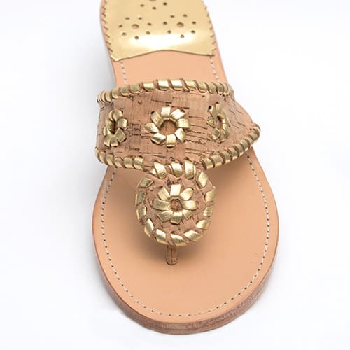 Palm Beach Sandals Mid Wedge - Cork/Gold