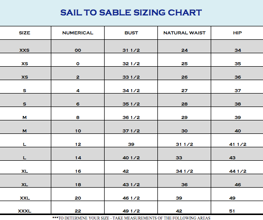 Size chart for Sail To Sable Flag Intarsia Sweater - White