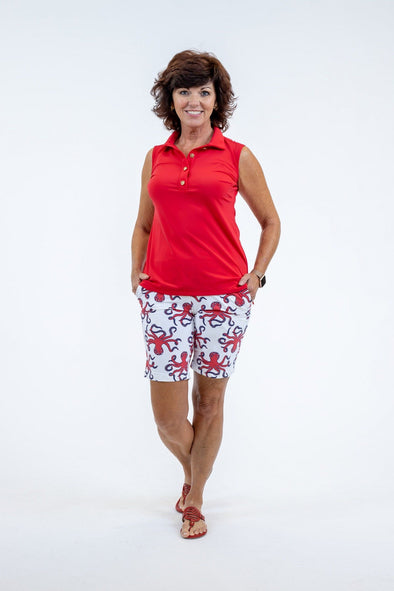 Front view of the Katherine Way Cypress Polo - Red