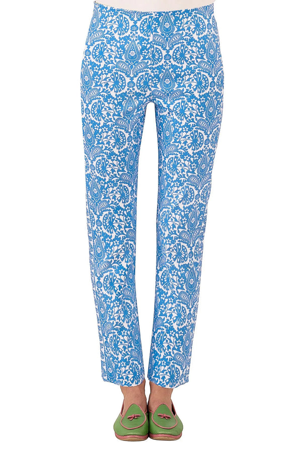 Front view of the Gretchen Scott Gripeless Pull on Pant - East India - Blues