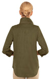 Back view of the Gretchen Scott Ultra Suede Pop Over Top - Olive
