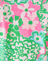 Fabric of the Lilly Pulitzer Jannie V-Neck 3/4 Sleeve Dress - Multi - Plumes In Bloom. A mini dress with 3/4 bell sleeves 