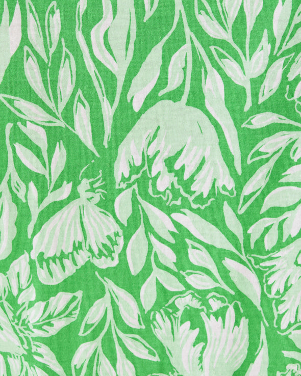 Up close view of the pattern of the Lilly Pulitzer Riegan Dress - Fauna Green.