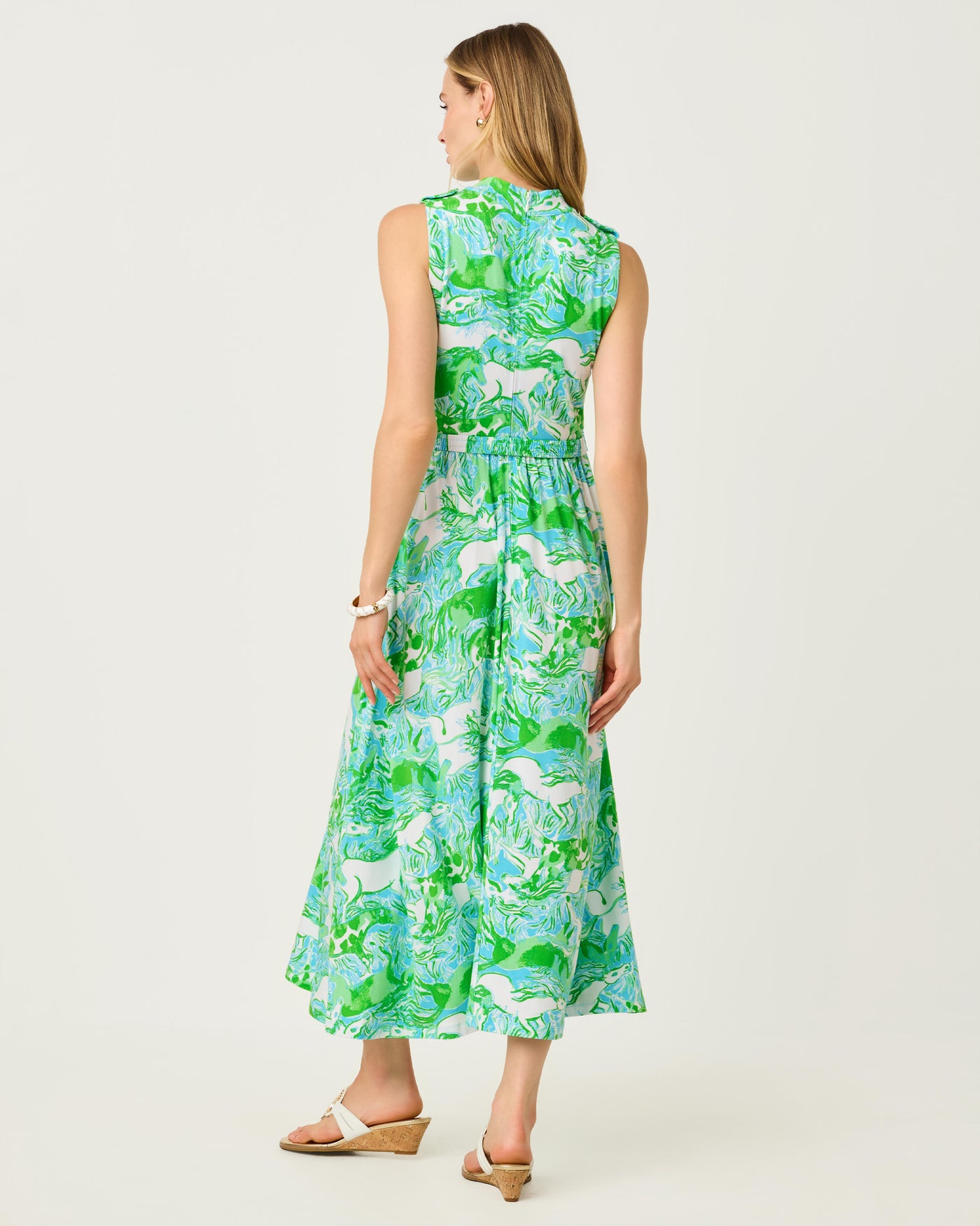 Lilly Pulitzer Colman Midi Dress - Capri Blue Galloping Gals 10 Lilly Pulitzer Colman Midi Dress - Capri Blue Galloping Gals 10