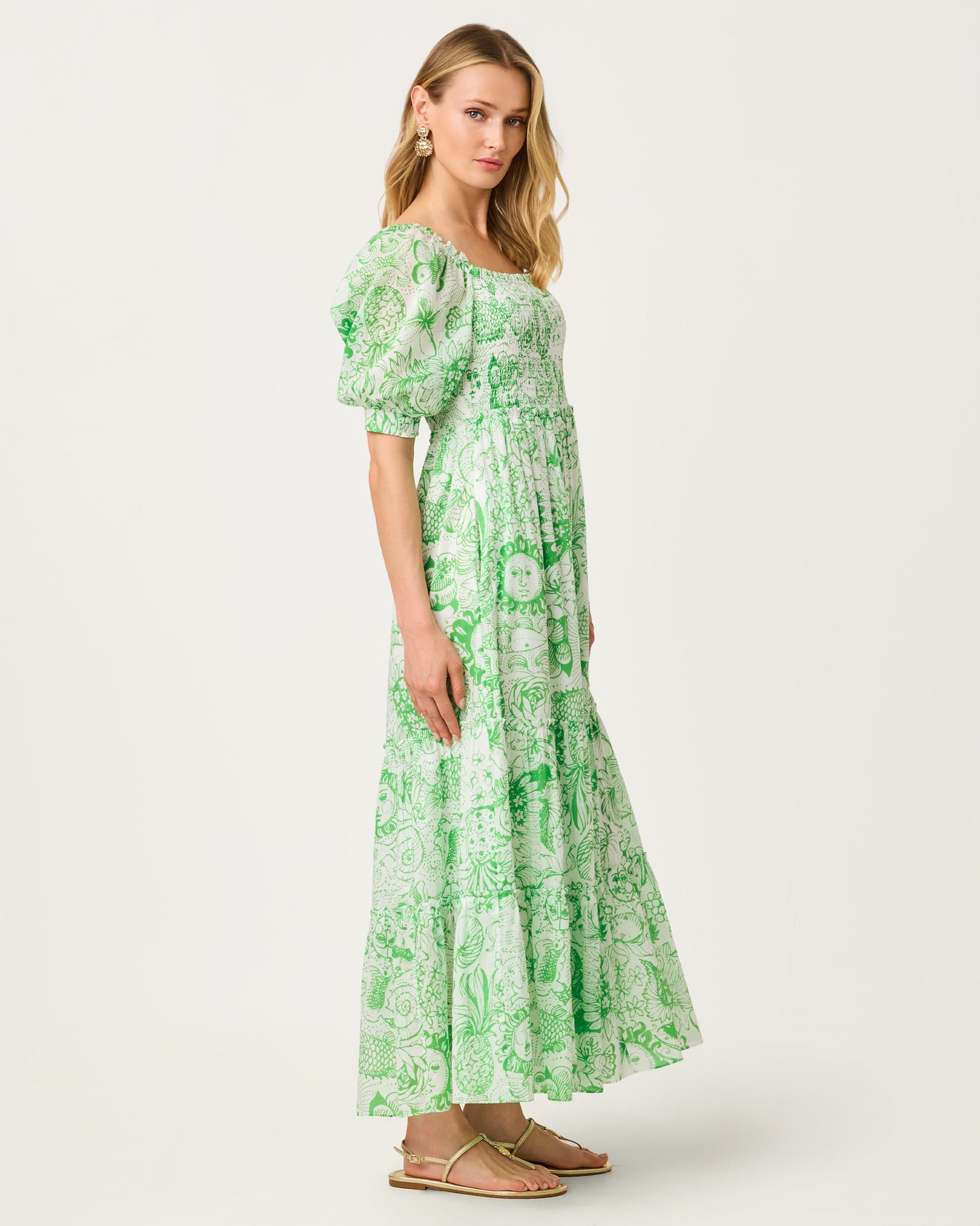 Lilly Pulitzer Hadly Short Sleeve Smocked Maxi Dress - Putting Green Fleur de Lilly Lilly Pulitzer Hadly Short Sleeve Smocked Maxi Dress - Putting Green Fleur de Lilly