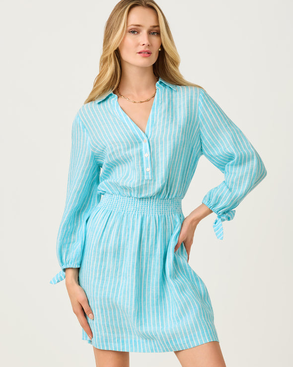 blue and white lilly pulitzer dress Fits against body at chest and waist and is full at bottom hem Lilly Pulitzer Womens Jazmyn 3/4