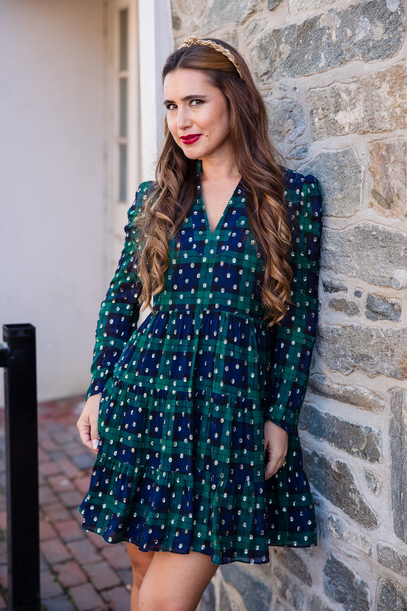 Sail to Sable Blackwatch Lurex Clip Dot Tunic Flare Dress Blackwatch PLAID / S / H2303 Sail to Sable Blackwatch Lurex Clip Dot Tunic Flare Dress Blackwatch PLAID / S / H2303