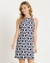 Front View of Jude Connally Lisa Dress - JC Ikat Navy 