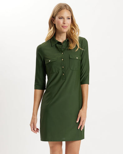 Front view of Jude Conally Sloane Dress in Loden