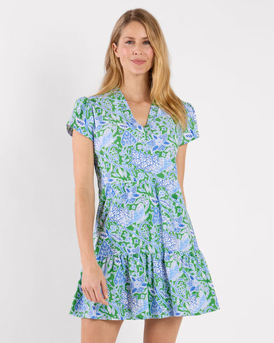 slim fit dress slacks This Changes Things Green & Blue Floral Cotton Tie-Back Keyhole Maxi Dress main image 0