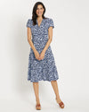 Front view of the Jude Connally Libby Dress - Blooms Navy