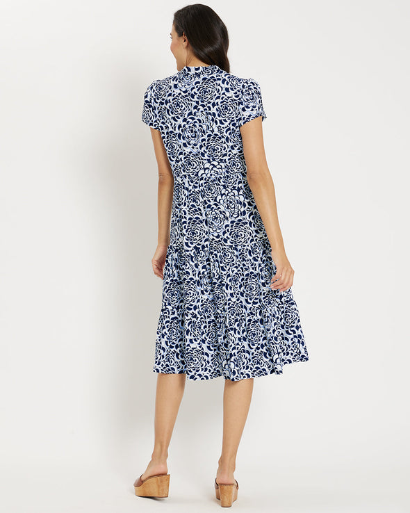 Back view of the Jude Connally Libby Dress - Blooms Navy