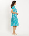 Side view of the Jude Connally Libby Dress - Enchanted Sea Aqua