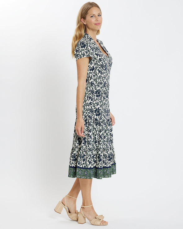 Jude Connally Libby Dress - Floral Border Cream Navy
