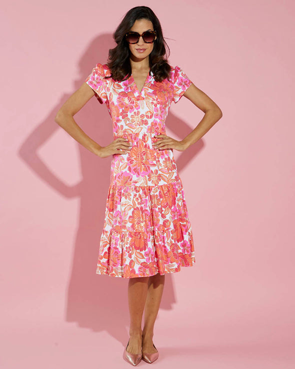Jude Connally Libby Dress - Peony Dream White Gold