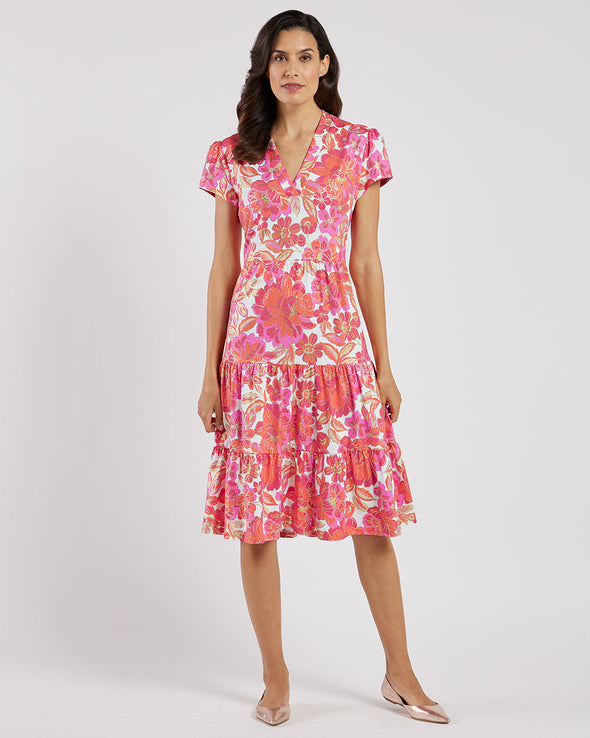 Jude Connally Libby Dress - Peony Dream White Gold
