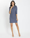 Front view of the Jude Connally Susanna Dress - Dancing Links Navy