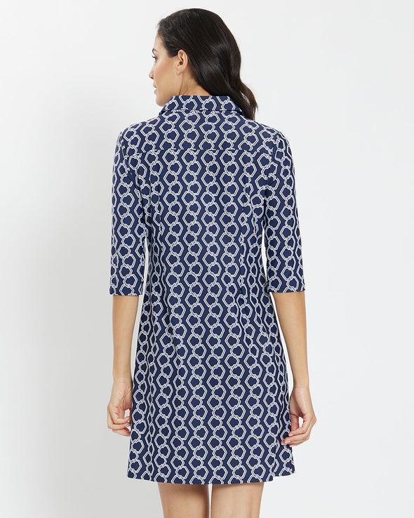 Back view of the Jude Connally Susanna Dress - Dancing Links Navy