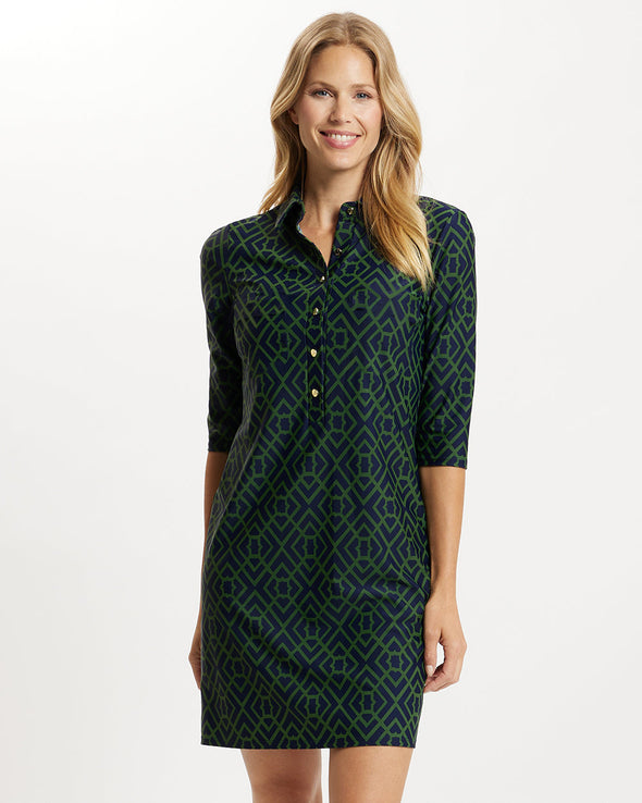 Jude Connally Susanna Dress - Garden Lattice Navy/Loden