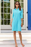 Outdoor model in the Jude Connally Susanna Dress - Trellis Trio Aqua