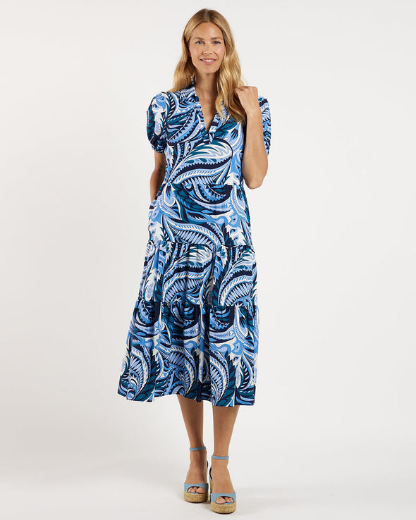 Jude Connally Portia Dress - Sundance Paisley Navy/Peacock