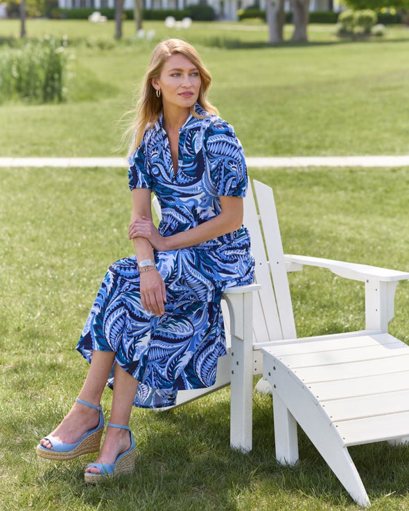 Jude Connally Portia Dress - Sundance Paisley Navy/Peacock