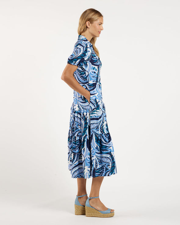 Jude Connally Portia Dress - Sundance Paisley Navy/Peacock