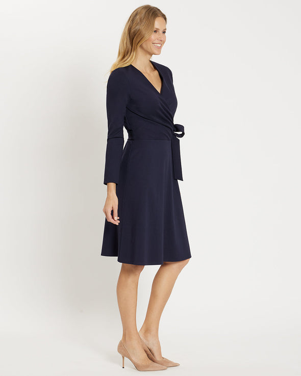 Side view of the Jude Connally Farrah Ponte Dress - Dark Navy