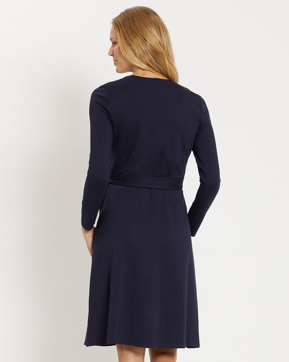 Back view of the Jude Connally Farrah Ponte Dress - Dark Navy