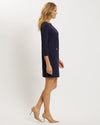 Side view of the Jude Connally Sabine Ponte Dress - Dark Navy