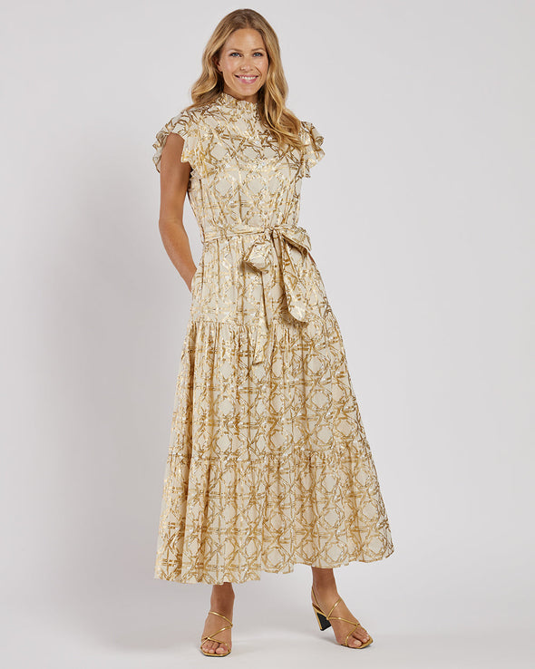 Jude Connally Mirabella Dress - Bamboo Rattan Sand Gold