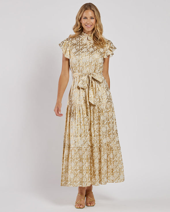 Jude Connally Mirabella Dress - Bamboo Rattan Sand Gold