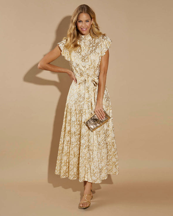 Jude Connally Mirabella Dress - Bamboo Rattan Sand Gold