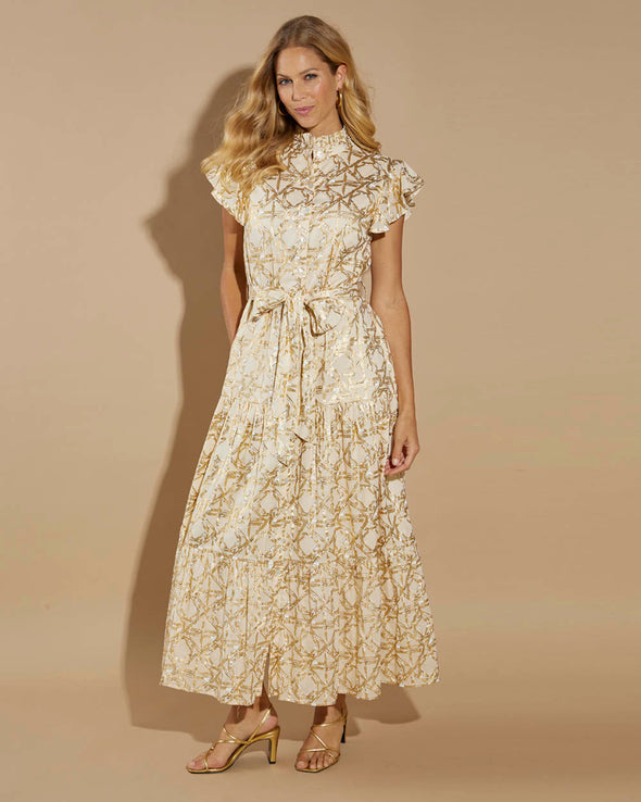 Jude Connally Mirabella Dress - Bamboo Rattan Sand Gold