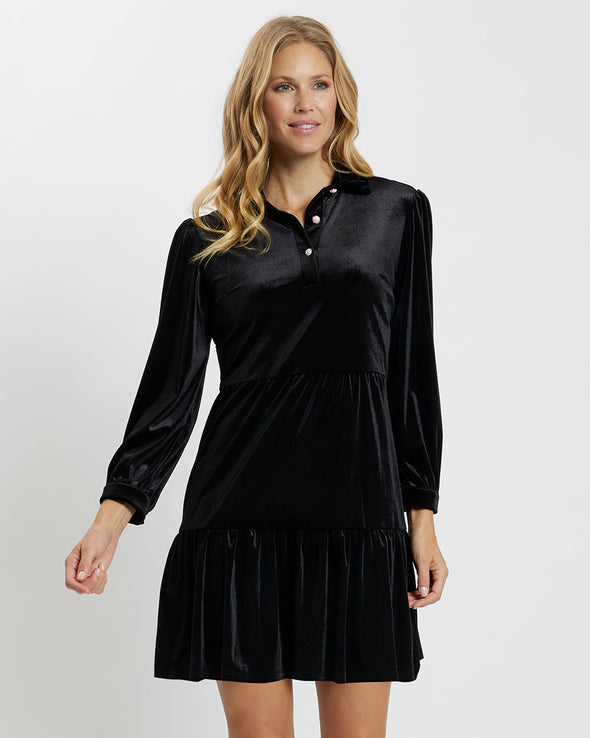 Jude Connally Henley Velvet Dress - Black Sparkle