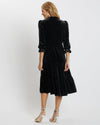 Back view of Jude Connally Maggie Velvet Midi Dress in Black